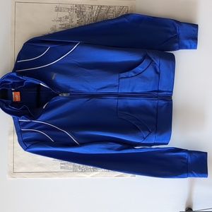 Puma Womens Track Jacket Blue Gray Logo Thumb Holes, size Large